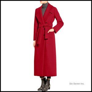 Elegant Wool Blend Overcoat Classic Double Breasted Belted Ankle Length Coat